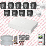 Hikvision 09 Kameralı Colorvu Hibrit Güvenlik Kamerası